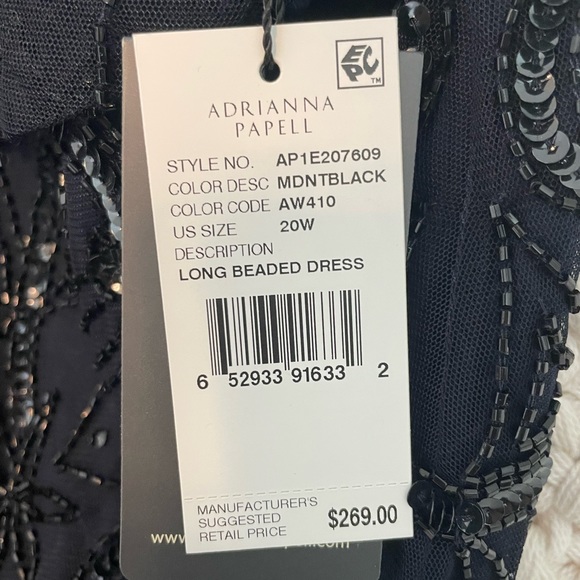 ADRIANNA PAPELL Midnight Blue and Black Beaded Dress - Picture 5 of 6